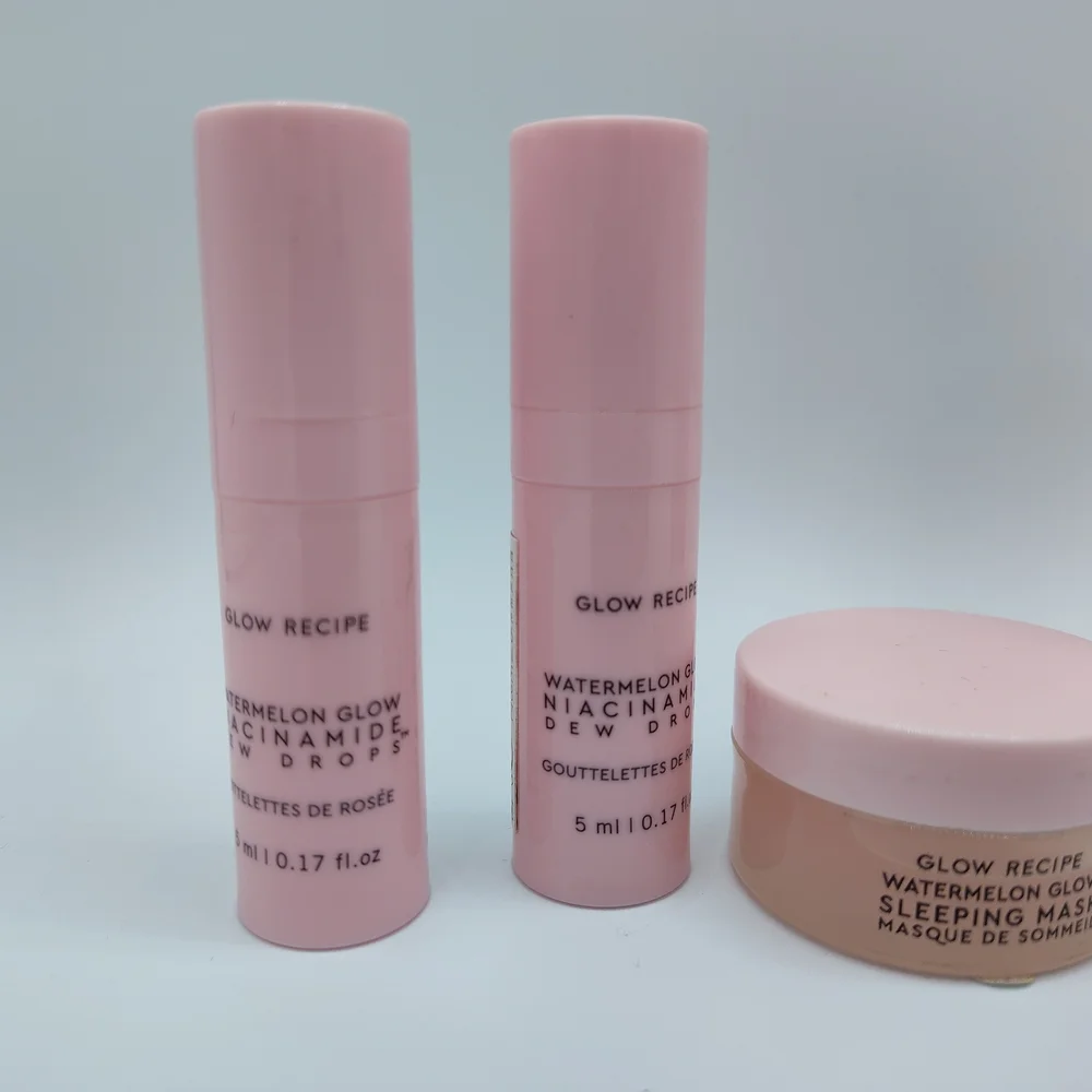 Glow Recipe Watermelon Glow Mini Set Dew Drops  Pink Juice  Sleeping Mask - Picture 4 of 4